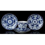 Porcelain cup and 3 saucers, Kangxi