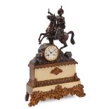 Copper mantel clock with Arab on horseback on top