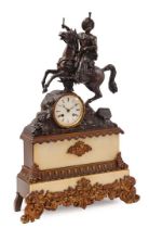 Copper mantel clock with Arab on horseback on top