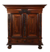 Oak vine cabinet with rosewood veneer, standing on ball legs