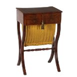 Mahogany veneer on oak Empire craft table with wool bag