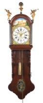 Antique Frisian tail clock in oak case with a painted dial