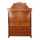 Oak cabinet with curved decorated hood, Holland