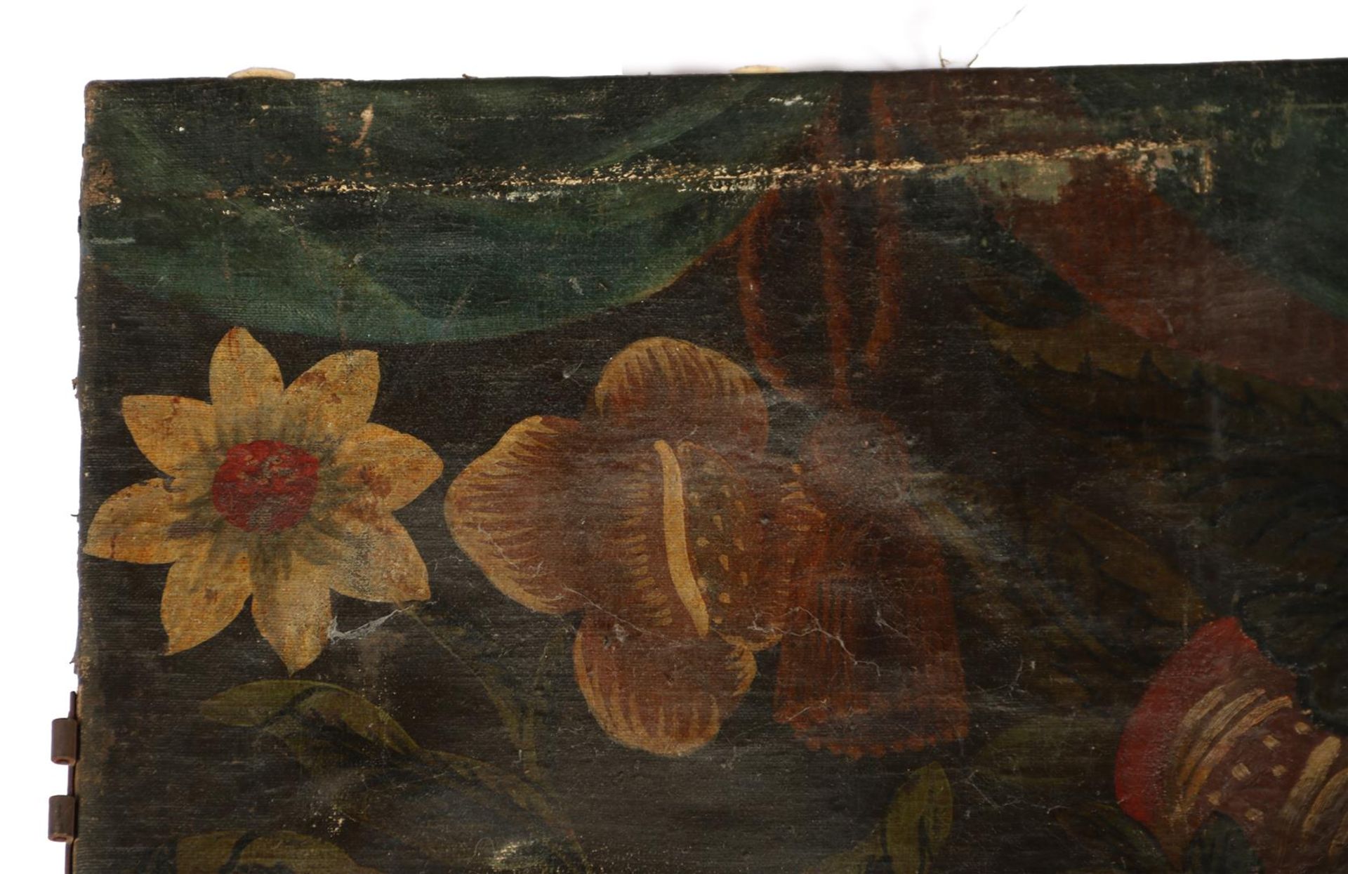 7-piece decorative screen consisting of painted linen with floral decor with birds - Bild 10 aus 24