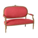 Classic 2-seater sofa with red upholstery, Holland ca. 1920