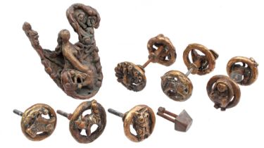 Lot bronze door fittings