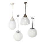 4 white glass hanging lamps