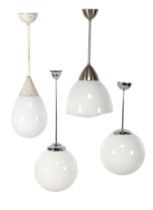 4 white glass hanging lamps