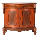 Mahogany veneer penant cabinet with 2-door curved front with drawer