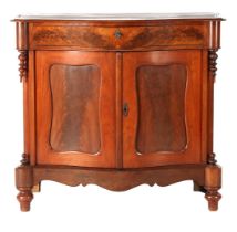 Mahogany veneer penant cabinet with 2-door curved front with drawer