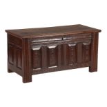 Oak blanket chest with lined front, approx. 1800