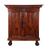 Rosewood veneer on oak 2-door cabinet with 3 drawers