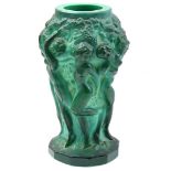 Pressed malachite glass vase