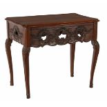 Oak side table with beautiful rocaille stitchwork