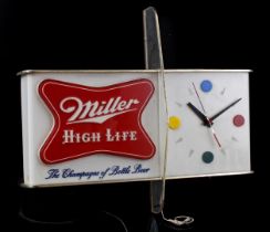 Miller High Life advertisement with clock and lighting