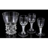 Clear bubble glass and 3 pendulum glasses