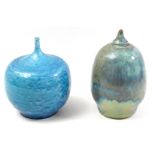 2 glazed ceramic vases