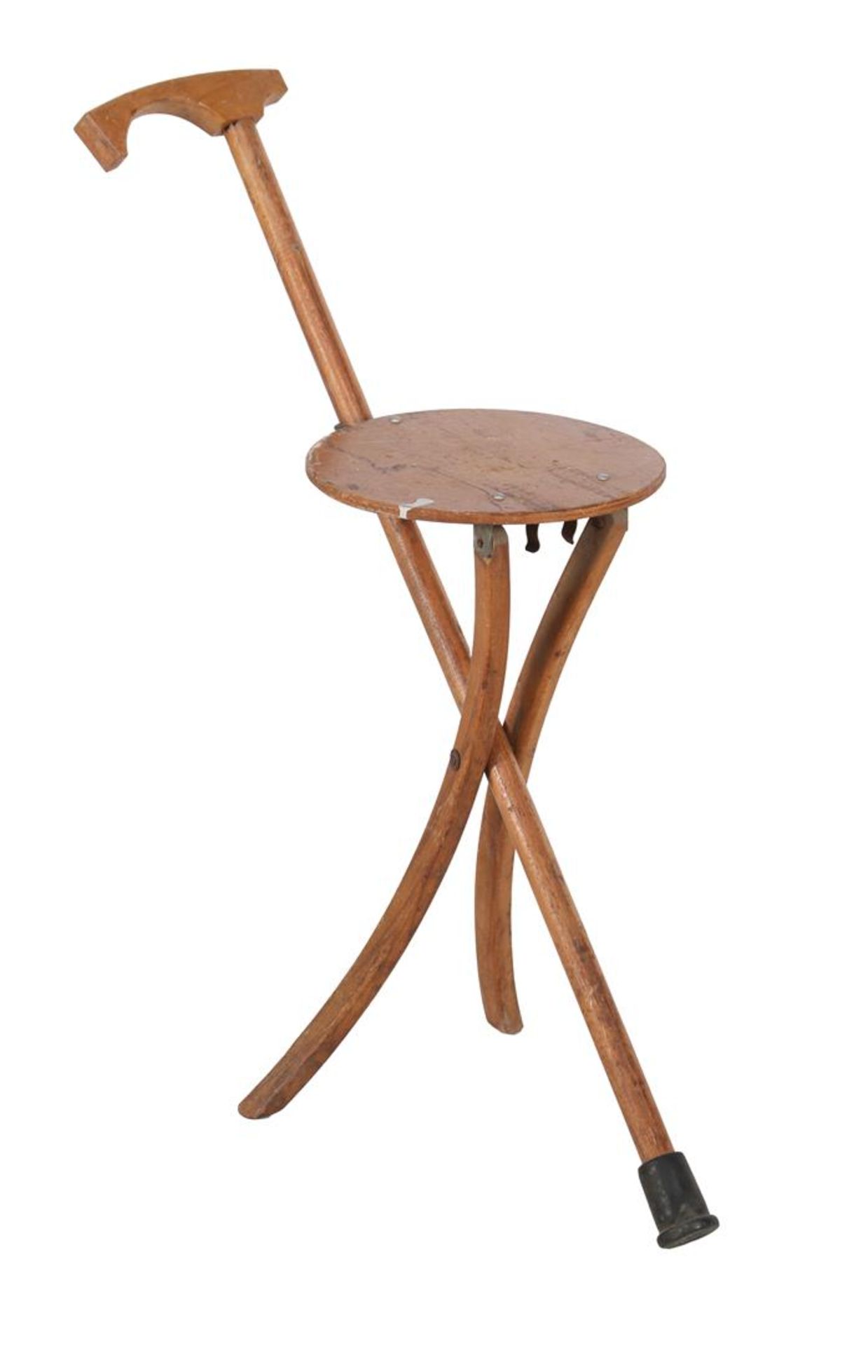 Beech folding stool/walking stick