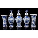5-piece Delft blue cabinet set