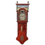 Antique Frisian tail clock in oak case with painted dial