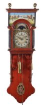 Antique Frisian tail clock in oak case with painted dial