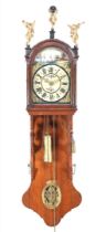 Frisian tail clock with painted dial, in oak case