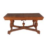 Wooden oak Mechelse coulissen dining room table standing on bottle legs