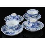 4 eggshell porcelain cups and saucers, Qianlong