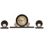 Marble Art Deco 3-piece clock set