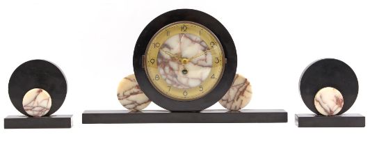 Marble Art Deco 3-piece clock set