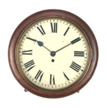 Round school clock in oak case