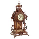 French mantel clock with marble in cast iron case