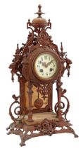 French mantel clock with marble in cast iron case