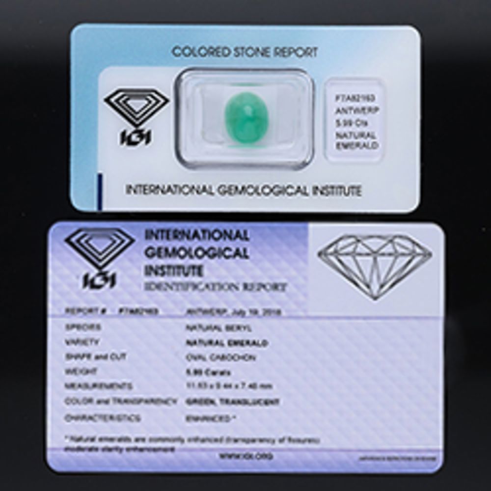 Colored IGI Antwerp certified gemstones - no additional charges and no shipping costs