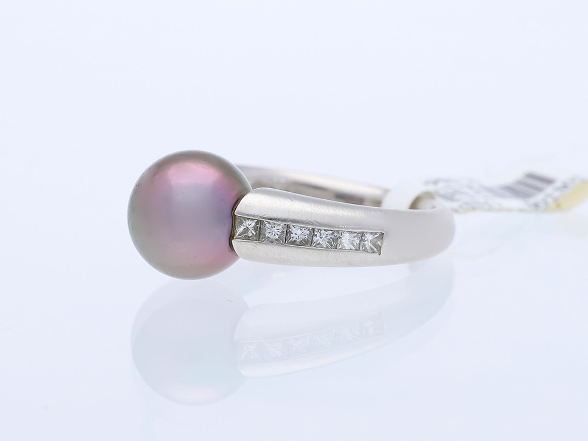 Ring with Tahitian cultured pearl and diamonds in 950 platinum, signed "BUNDA" - Image 2 of 6