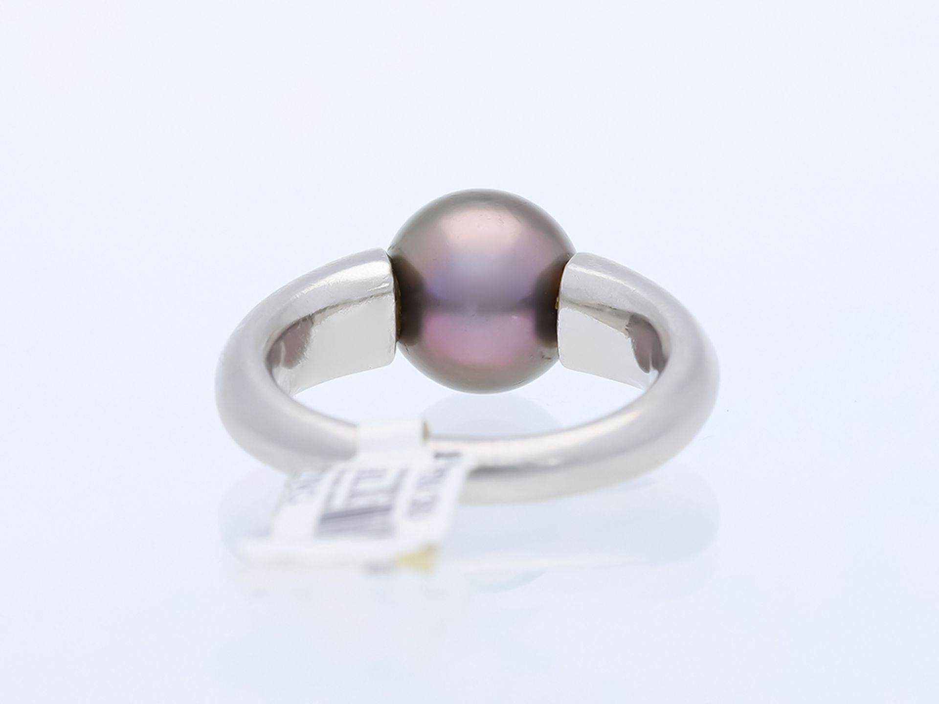 Ring with Tahitian cultured pearl and diamonds in 950 platinum, signed "BUNDA" - Image 3 of 6