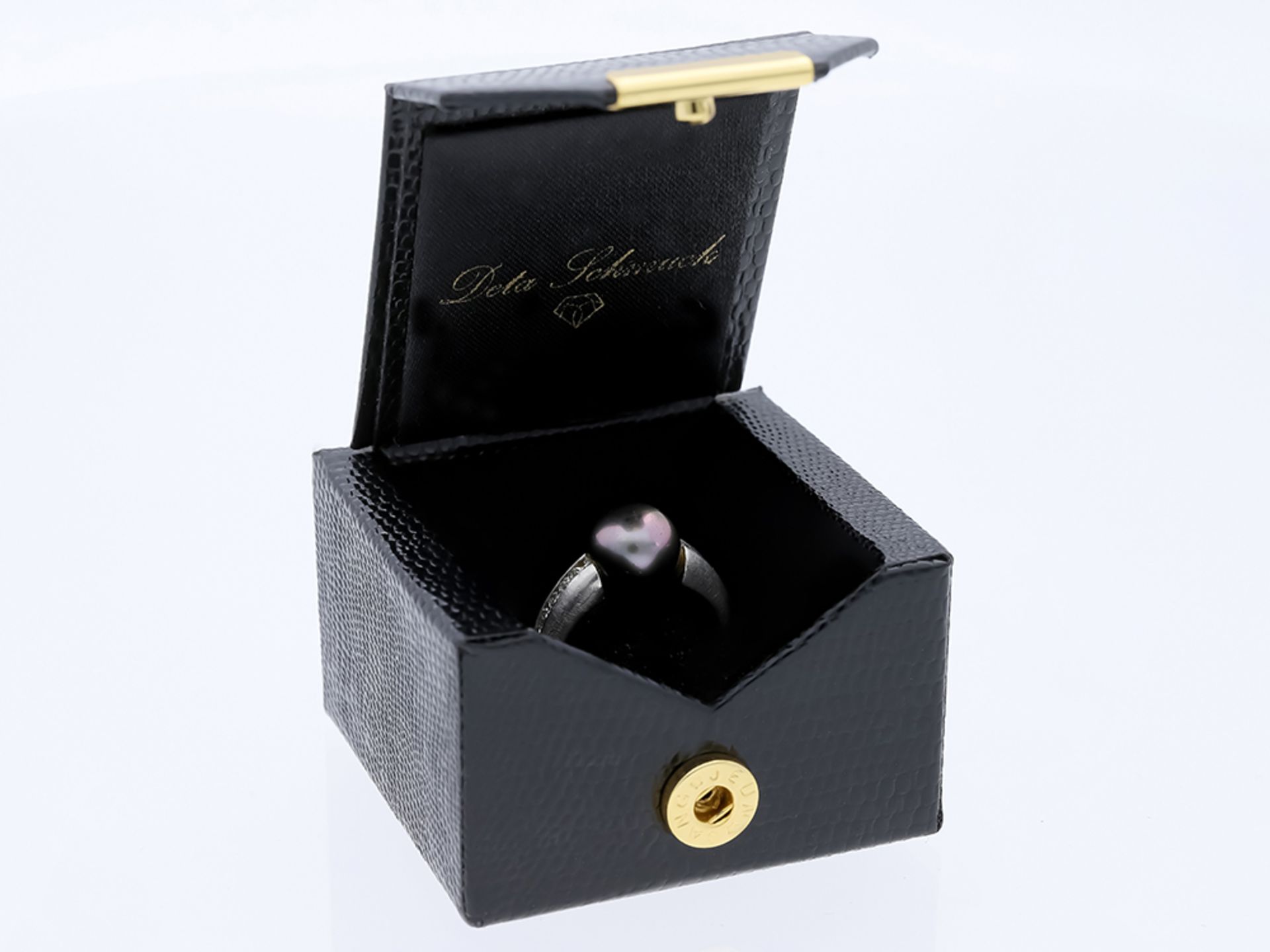 Ring with Tahitian cultured pearl and diamonds in 950 platinum, signed "BUNDA" - Image 6 of 6