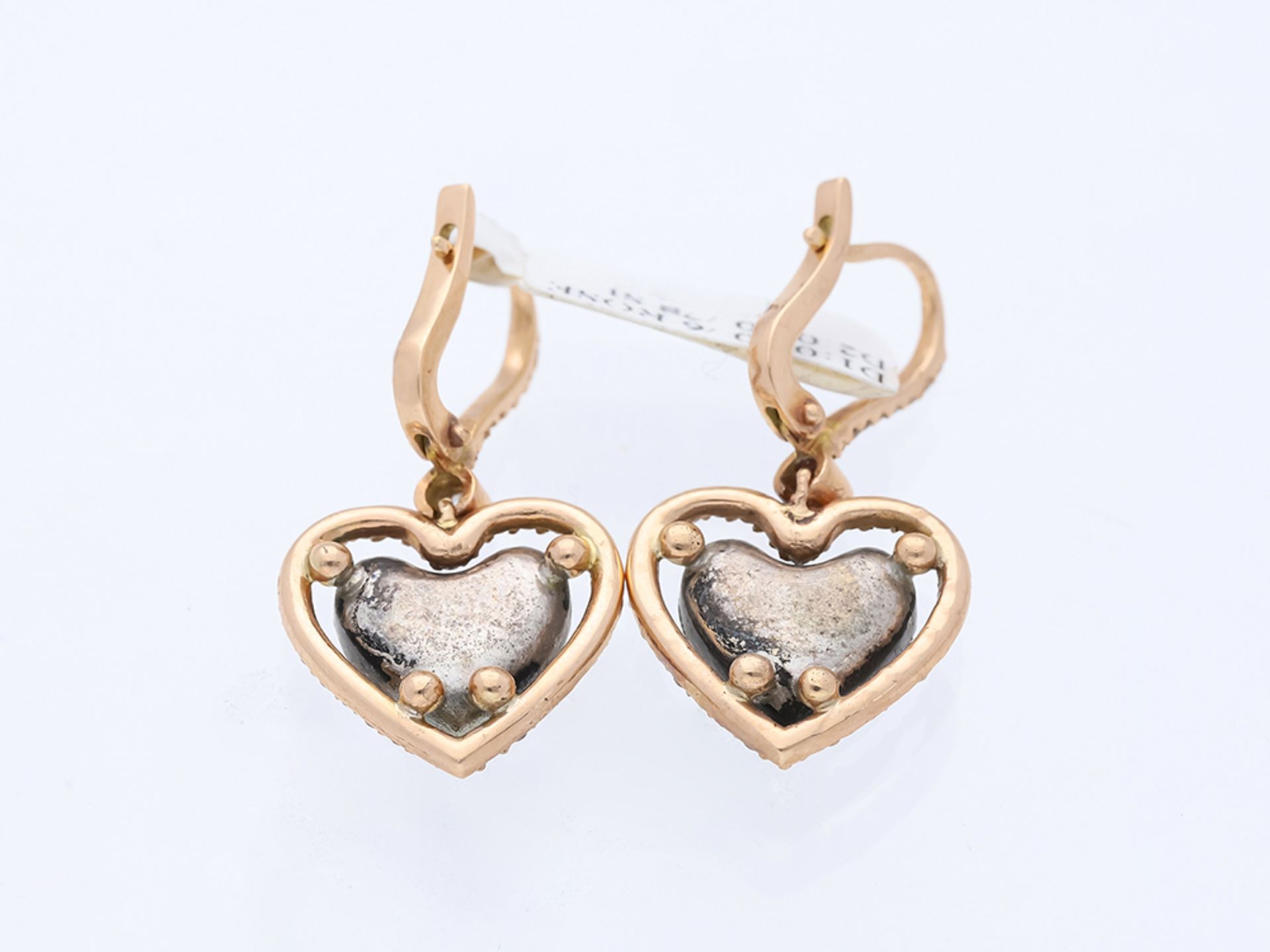 Heart earrings in 585 rose gold with diamonds - Image 3 of 6