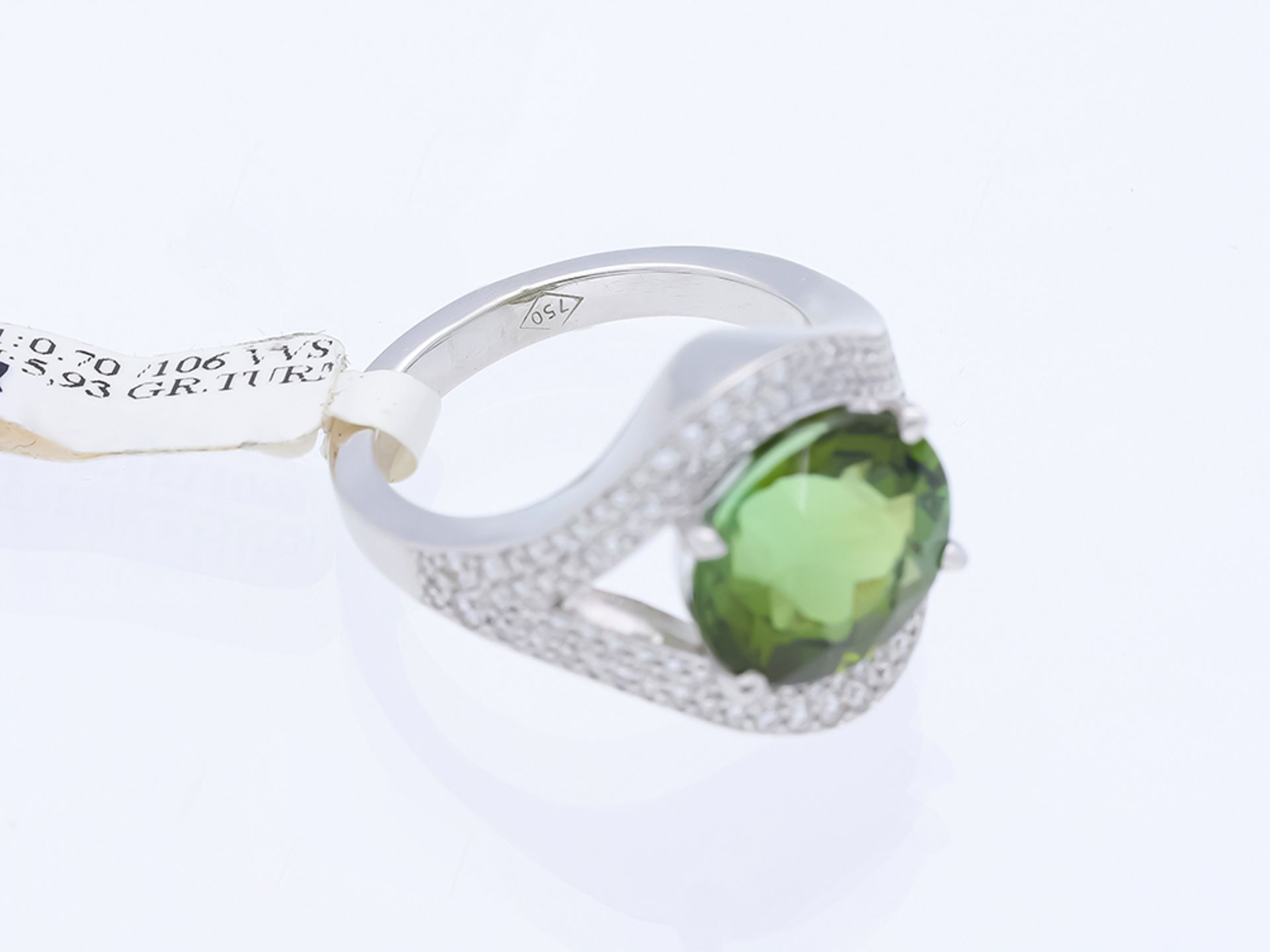 Ring with tourmaline diamonds in 750 white gold - Image 4 of 6