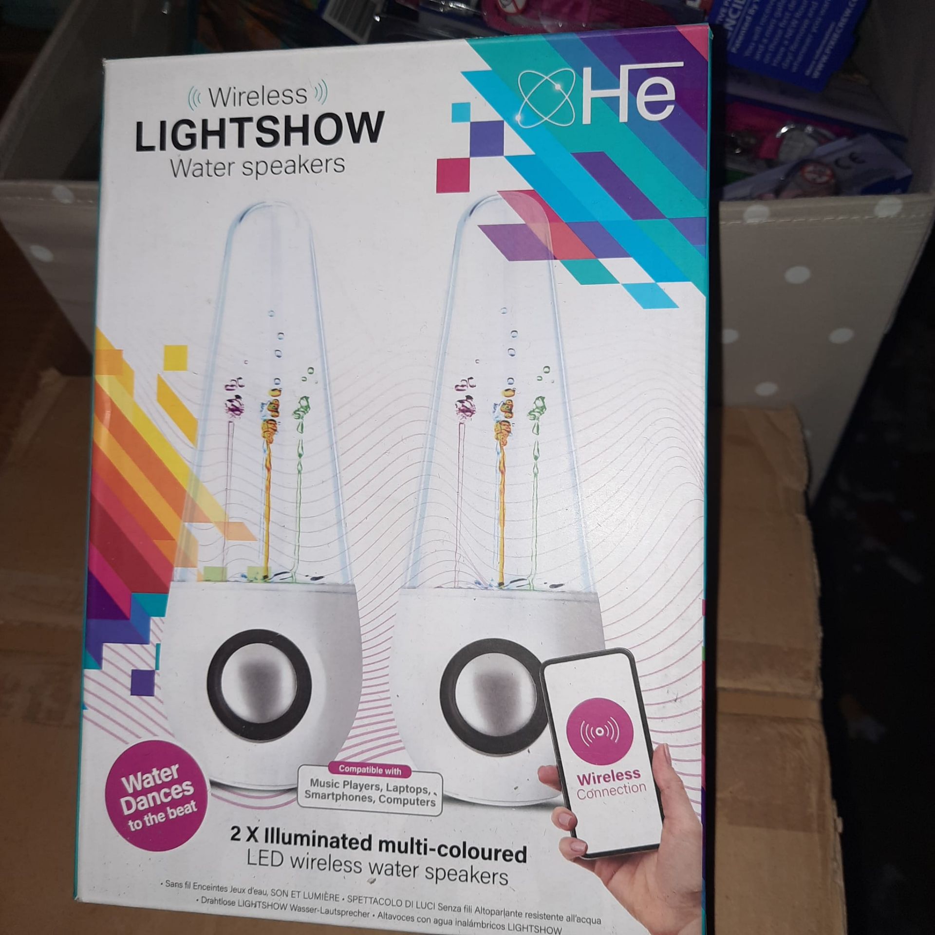 RRP £75 - X 3 He Wireless Light Show Water Speakers - Please note that this a customer return stock, - Image 2 of 2
