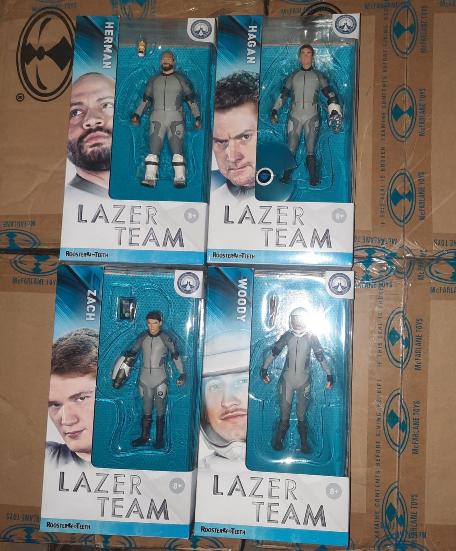 RRP £394 - X 40 LAZER TEAM ROOSTER TEETH - THIS LOT WILL CONTAIN X 10 OF EACH CHARACTER.