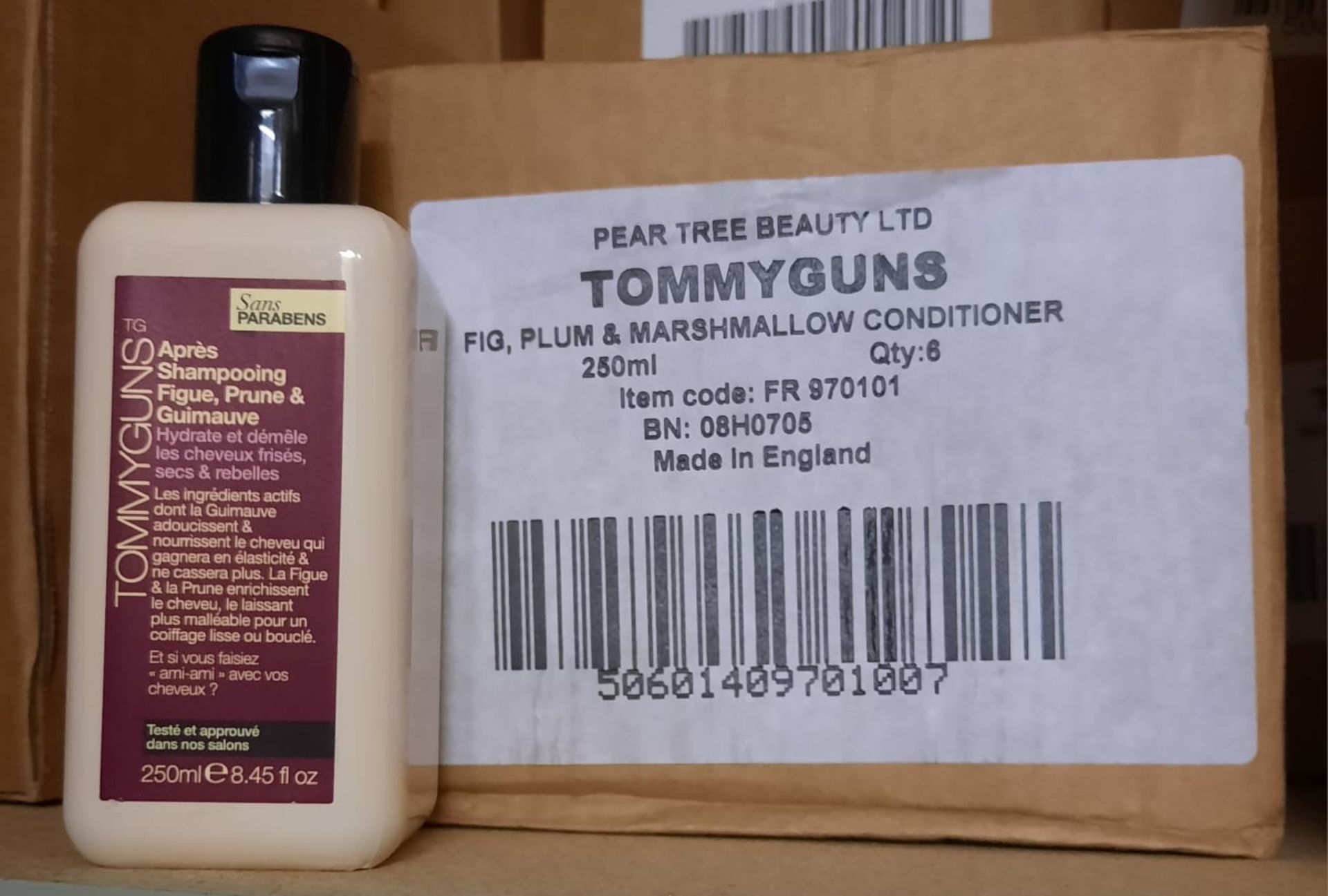 RRP £116.40 - X 4 BOXES OF 6 TOMMYGUNS FIG, PLUM & MARSHMALLOW CONDITIONER FOR FRIZZY HAIR. 250ML.