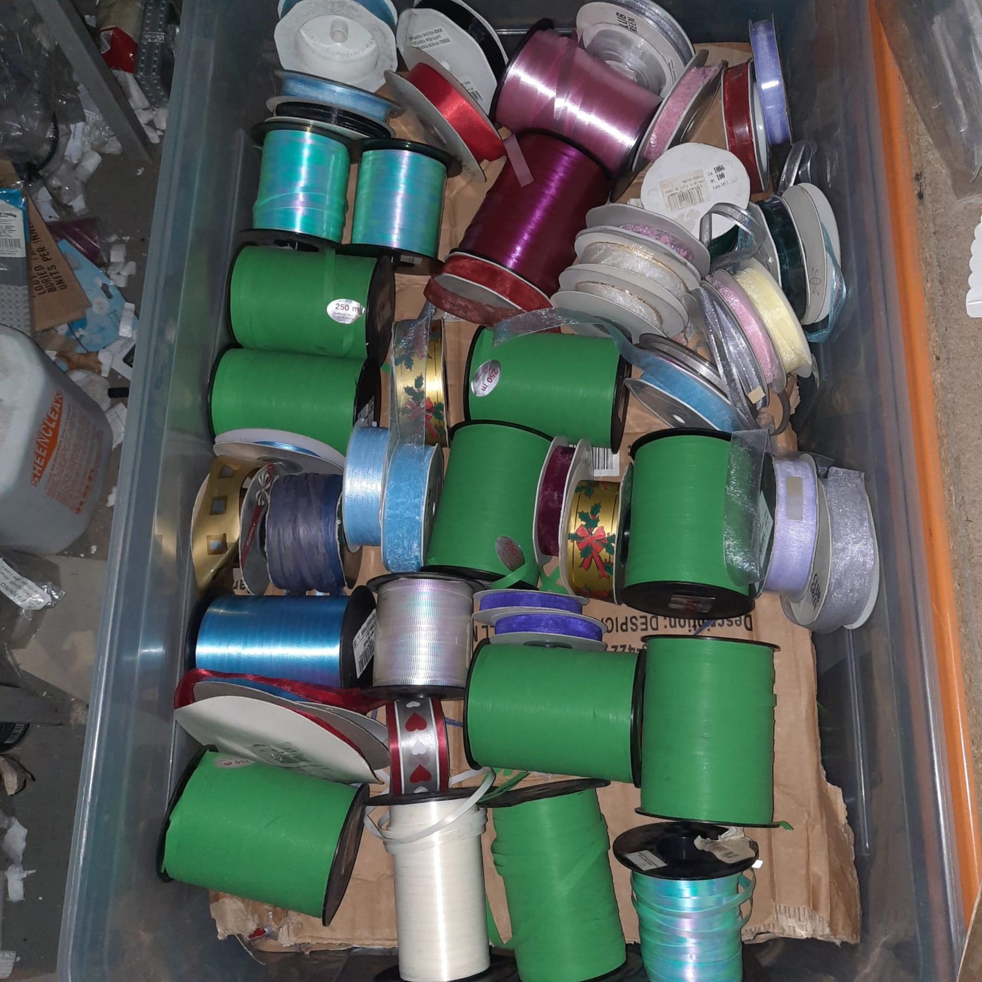 X 50 RIBBONS IN VARIOUS COLOURS, DESIGN AND SIZES - MIX CONDITIONS - SALEROOM ON TOP OF ROW (C).