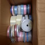 X 80 NEW RIBBONS IN VARIOUS COLOURS, DESIGNS AND CONDITION - SALEROOM ON TOP OF ROW (D).