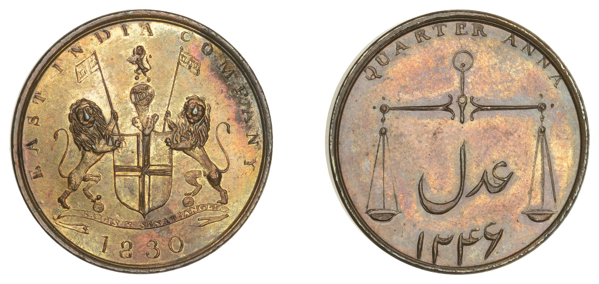 East India Company, Bombay Presidency, Later Uniform coinages, 1830-5, Bombay dies, copper P...