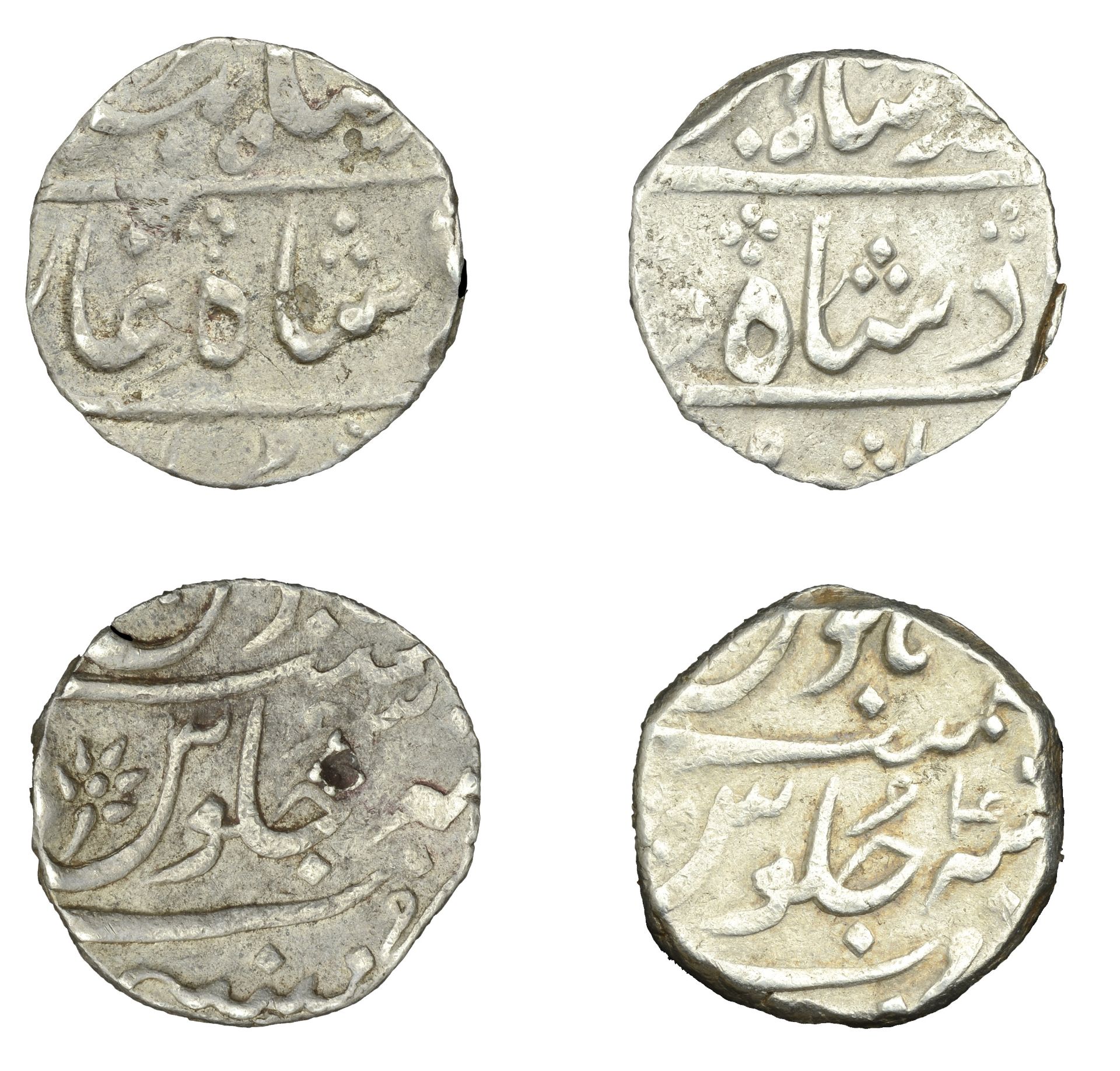 East India Company, Bombay Presidency, Early coinages: Mughal style, silver Rupees (2) in th...