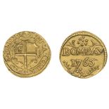 East India Company, Bombay Presidency, Early coinages: English design, gold Half-Mohur, 1765...