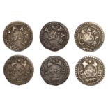East India Company, Madras Presidency, Reformation 1807-18, silver Fanams, second issue (3),...