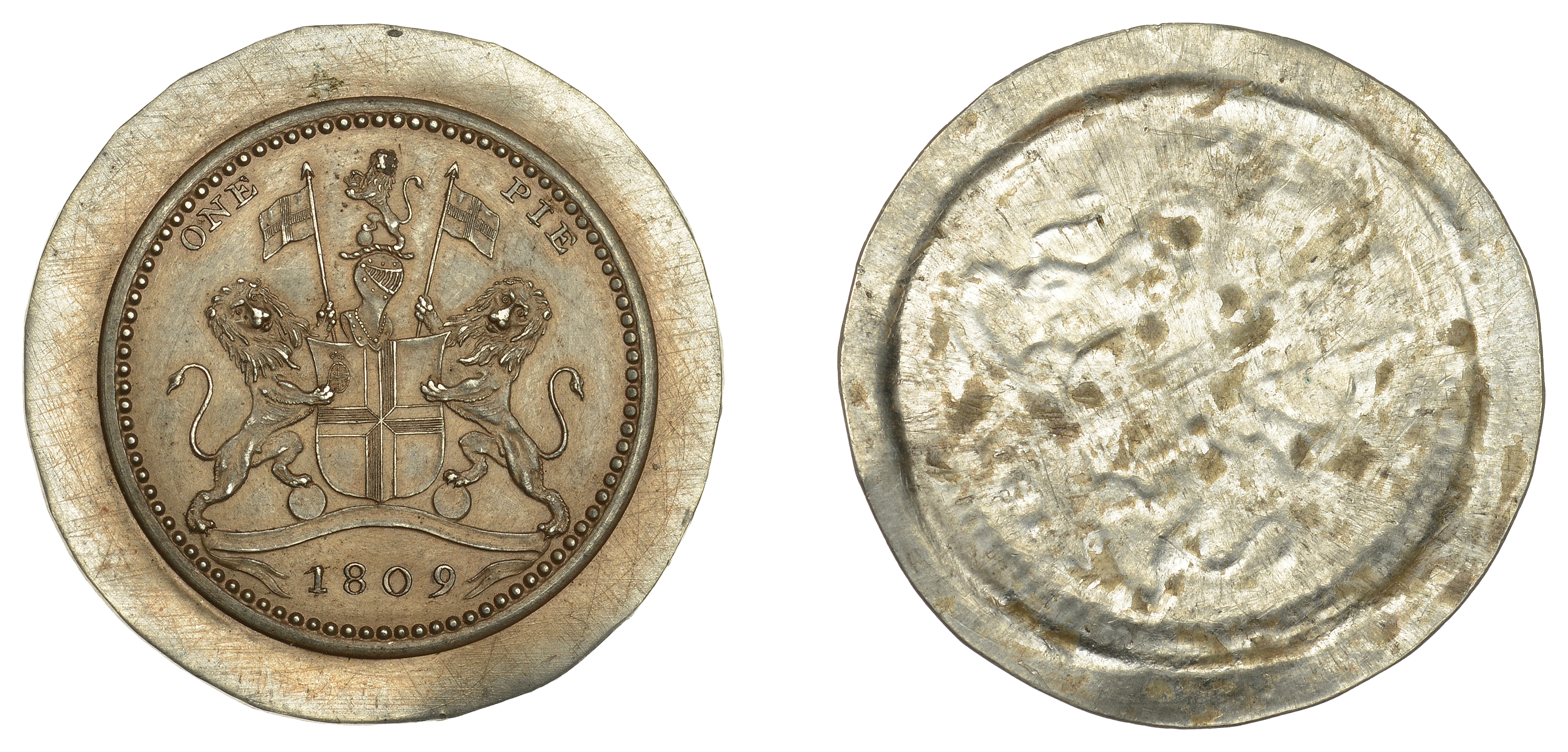 East India Company, Bengal Presidency, European Minting, Soho, a pewter splasher of the unfi...