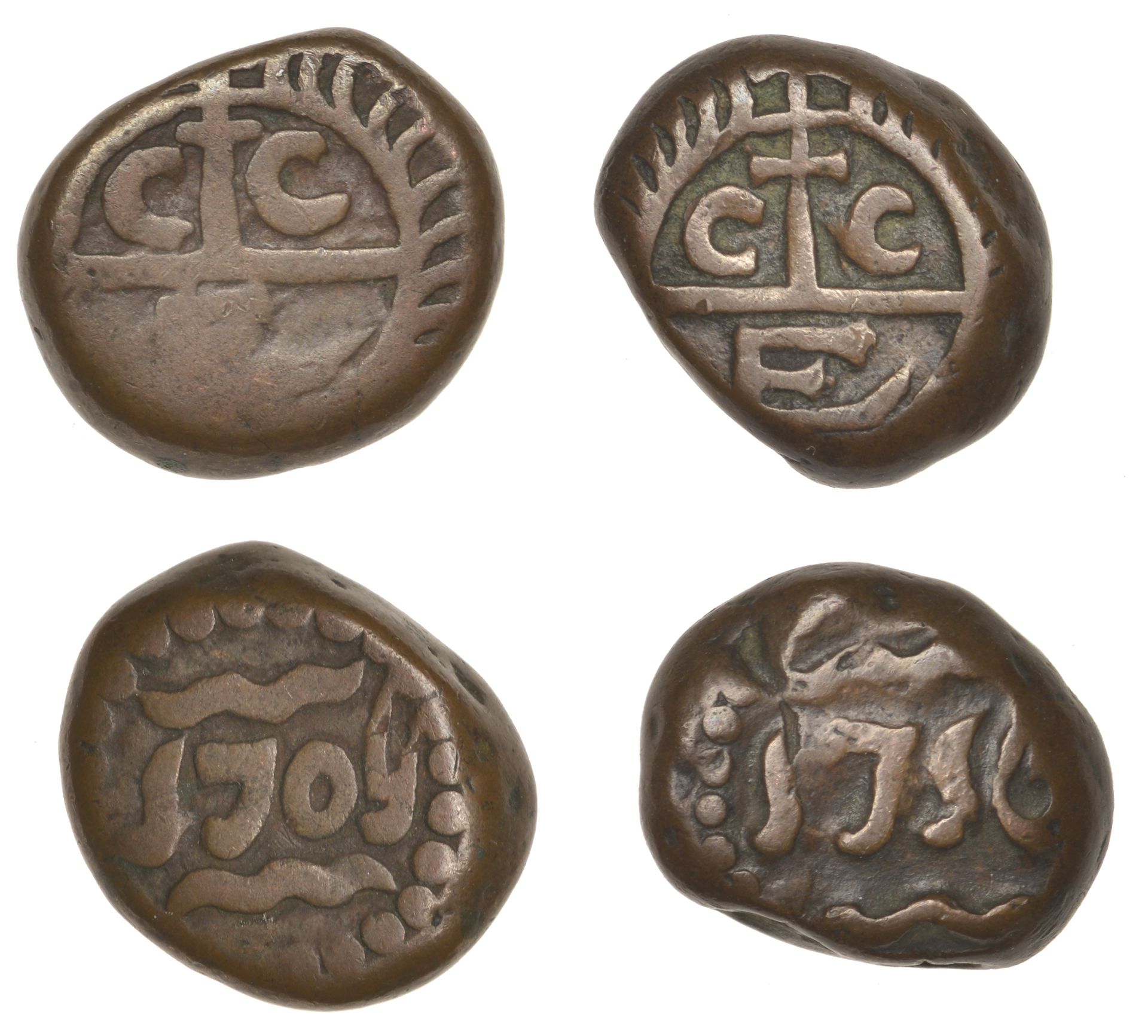 East India Company, Madras Presidency, Early coinages, copper Dudus or 10 Cash, first issue...